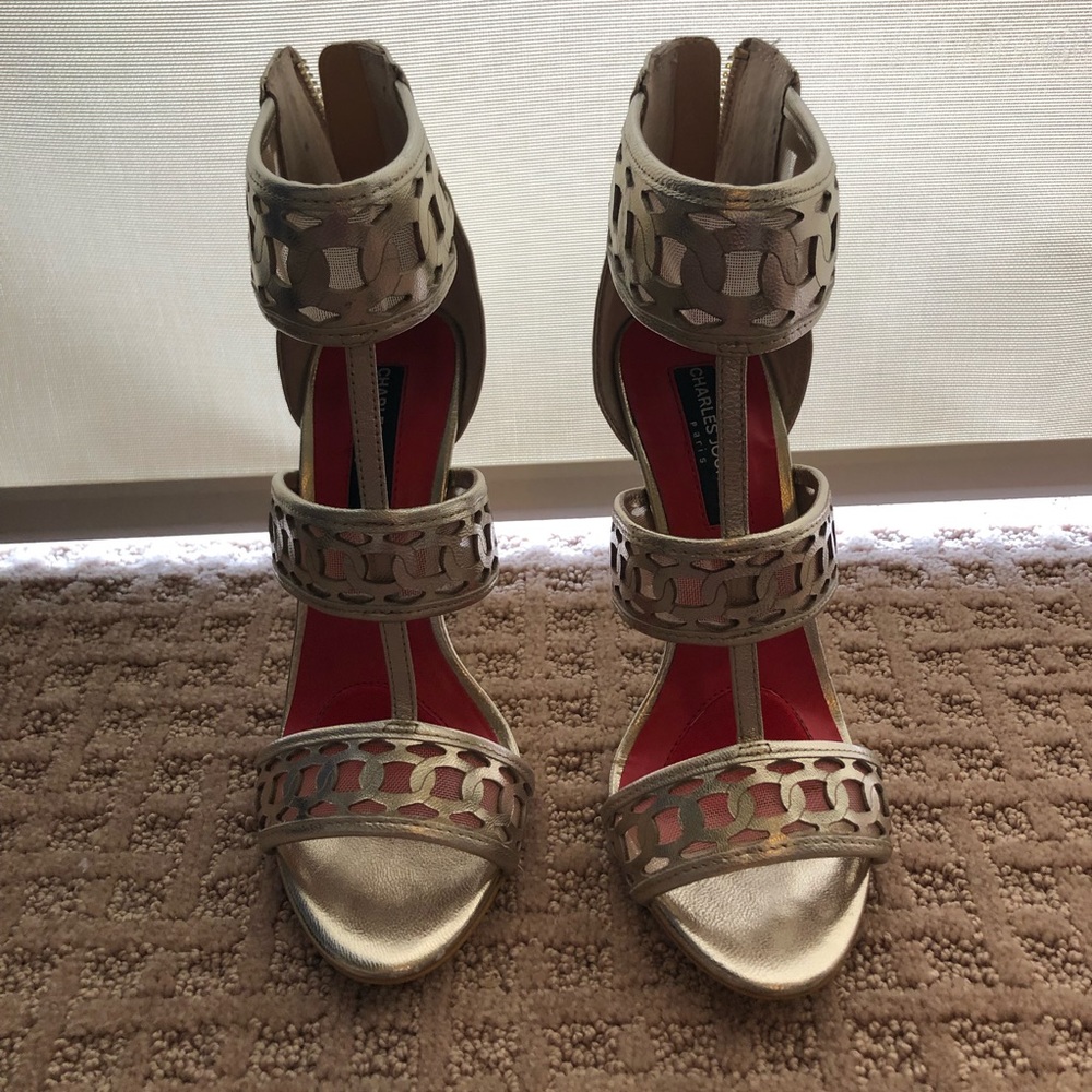 Charles Jourdan Paris Gold Heels